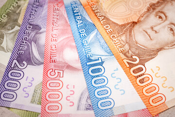 Chile banknotes, all denominations, Financial and business concept