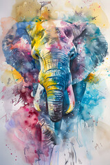 Abstract watercolor of a elephant