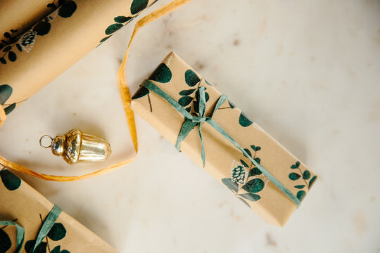 Christmas gifts wrapped in pretty paper