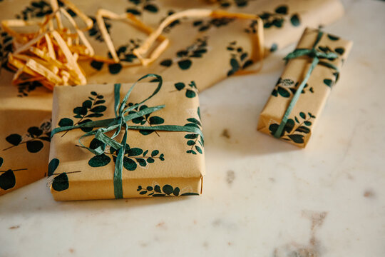 Christmas gifts wrapped in pretty paper