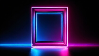 Electrifying Display: Blue and Pink Neon Lights in Square Frame