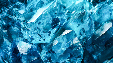 A blue crystal formation with many pieces.