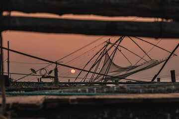 Abstract silhouettes of nets. 