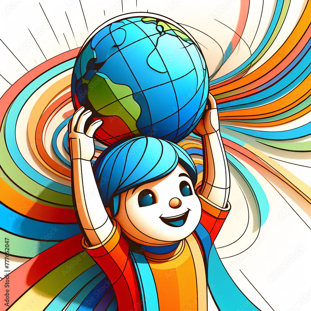 Canvas Prints boy holding globe