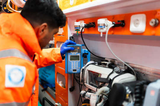 Doctor working on an ambulance