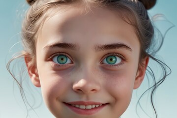portrait of a young beautiful teenage girl with blue eyes