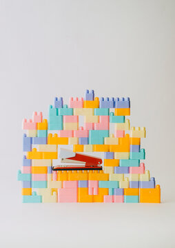 staple gun in brick wall