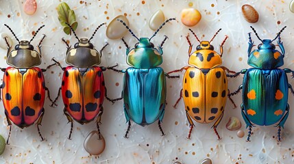 A cute and funny set of bugs - obrazy, fototapety, plakaty