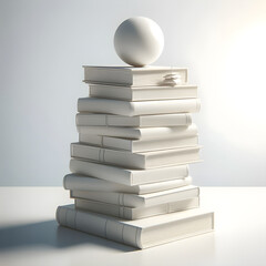 stack of white books on white background, white book, book stack