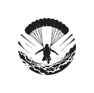 recommend clip art: Skydiver silhouette parachuting vector illustration