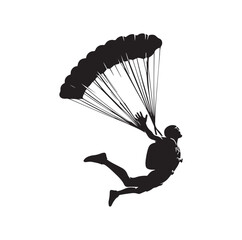 Skydiver silhouette parachuting vector illustration