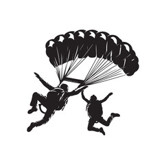 Skydiver silhouette parachuting vector illustration