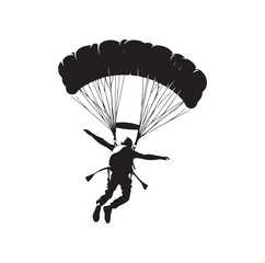 Skydiver silhouette parachuting vector illustration