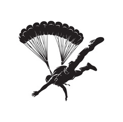 Skydiver silhouette parachuting vector illustration