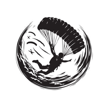 recommend clip art: Skydiver silhouette parachuting vector illustration