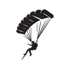 Skydiver silhouette parachuting vector illustration