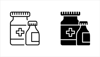 Medicine bottle vector icon set. vector illustration on white background
