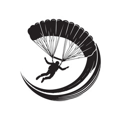 Skydiver silhouette parachuting vector illustration