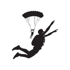 Skydiver silhouette parachuting vector illustration