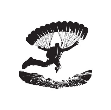 recommend clip art: Skydiver silhouette parachuting vector illustration