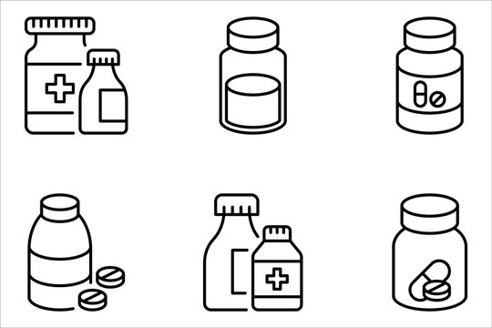 Medicine bottle vector icon set. vector illustration on white background