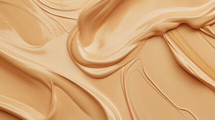 The texture of the liquid foundation is smooth and delicate, with beige background, creamy texture