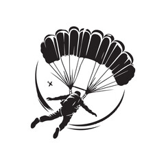 Skydiver silhouette parachuting vector illustration