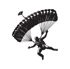 Skydiver silhouette parachuting vector illustration