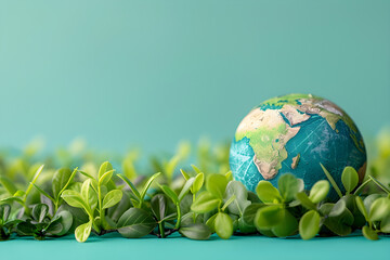 Globe and eco friendly environment in world environment and earth day concept.