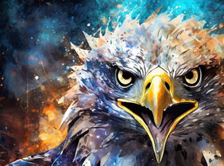 front view of an angry eagle on a dark abstract background1