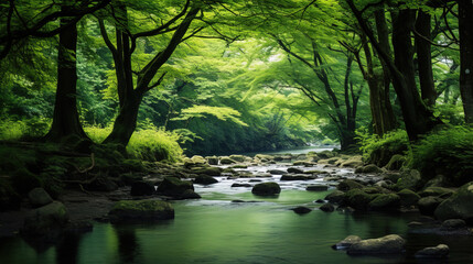 river in the forest.