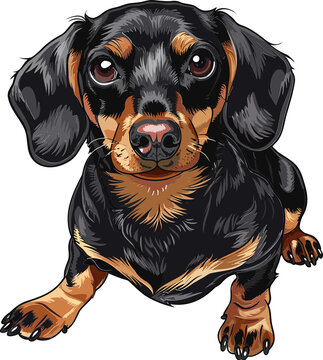 Dachshund Dog adorable art vector illustration