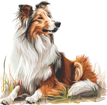 recommend clip art: Rough Collie Dog adorable art vector illustration