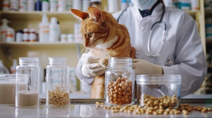 A pharmacist compounding specialized medications for veterinary use, preparing formulations tailored to the unique needs of animal patients under veterinary supervision.