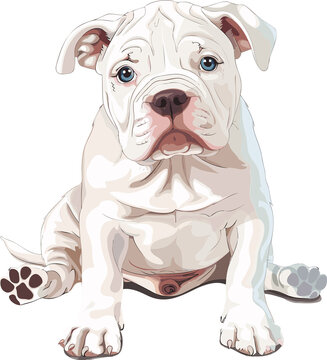 American Bulldog  adorable art vector illustration