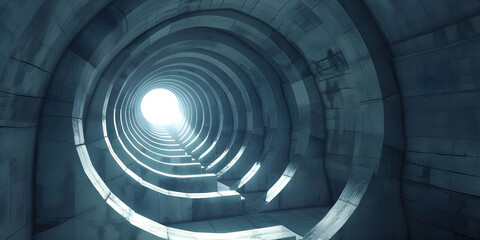 3d render of abstract tunnel with light coming through the end - Ai Generated