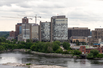 Ottawa River and Gatineau city of Quebec in Canada, cityscape