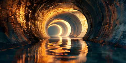3d render of abstract tunnel with light coming through the end - Ai Generated - Powered by Adobe