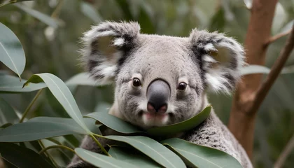 Fototapeten A-Koala-With-Its-Nose-Buried-In-A-Patch-Of-Leaves- © Aimal