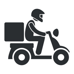 vector icon of delivery man on scooter isolated on white background