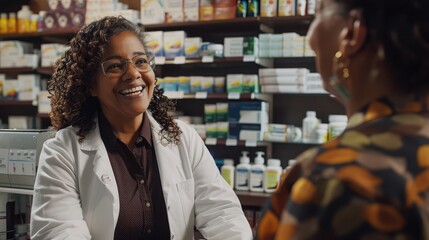 A pharmacist participating in community health events, offering health screenings, medication counseling, and wellness advice to promote health and well-being in the local community.