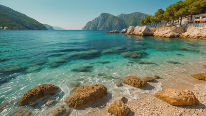 Fototapeta premium magnificent Becici beach in Montenegro