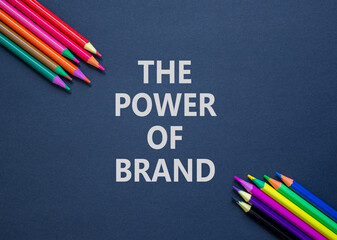 The power of brand symbol. Concept words The power of brand on beautiful black paper. Beautiful...