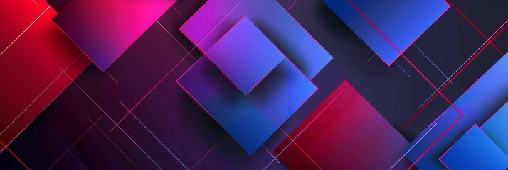 Blue and red vector background with geometric shapes, red lines, blue gradients, blue color blocks, dark purple background Generative AI