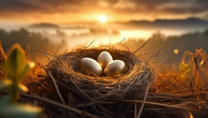 golden eggs in a nest