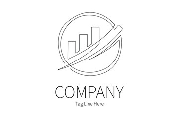 Single continuous line drawing of company logo. COmpany logo isolated minimalism concept. Dynamic one line draw graphic design vector illustration on white background.
