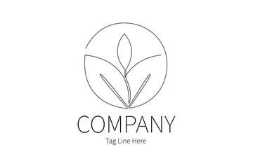 Single continuous line drawing of company logo. COmpany logo isolated minimalism concept. Dynamic one line draw graphic design vector illustration on white background.