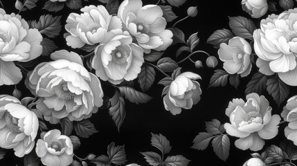 exquisite white monochrome floral pattern