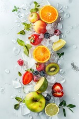 Assorted Fresh Fruits on Crushed Ice