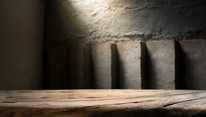Timeless Elegance: Dark Room Background with Old Wood Table